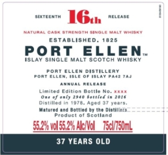 Port Ellen 16th Release 37 Year Old Single Malt Scotch Whisky