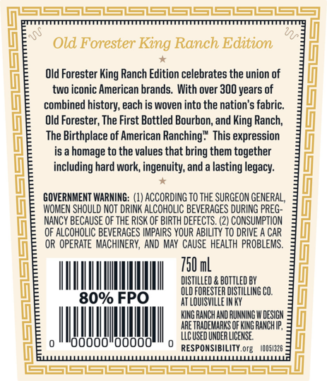 Old Forester King Ranch Edition Bourbon Whiskey