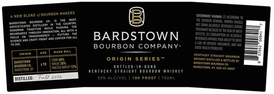 Bardstown Bourbon Company Origin Series Bottled In Bond Kentucky Straight Bourbon Whiskey