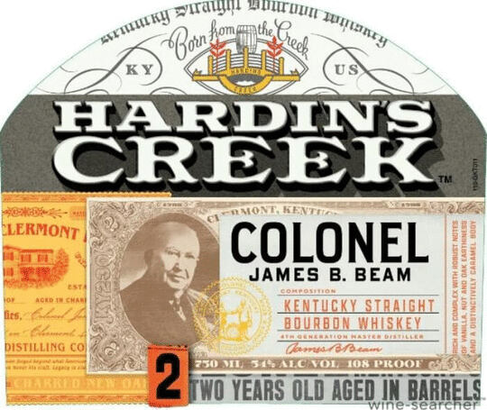 Hardin S Creek Colonel James B Beam 2 Year Old Kentucky Straight Bourbon Whiskey