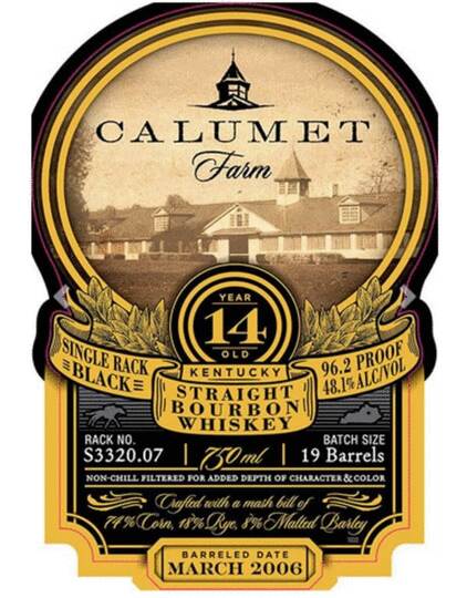 Calumet Farm 14 Year Old Single Rack Black Bourbon
