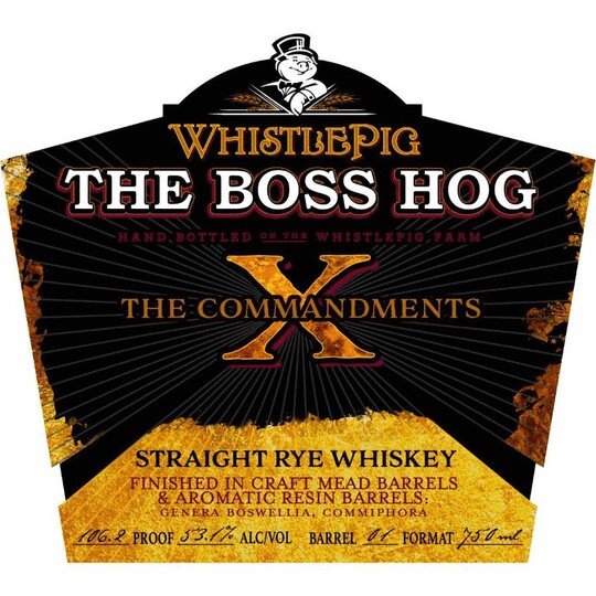 Whistlepig Farm The Boss Hog 10th Edition The Commandments Straight Rye Whiskey