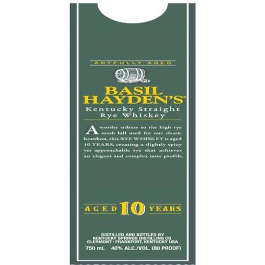 Basil Haydens 10 Year Old Kentucky Straight Rye Whiskey